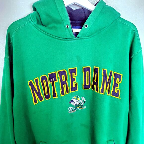 Vtg 90’s Champs University of Notre Dame Fighting Irish Hoodie Large FLAWED - Picture 3 of 10